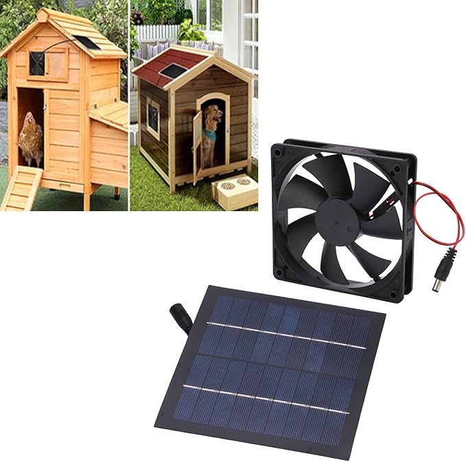 Solar Powered Fan, Water Proof High Conversion Rate Mini Solar Fan, Solar Powered Chicken Coop Fan for Greenhouse, Shed, Garage, Attic, Barn, Workshop