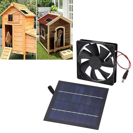 Solar Panel Fan Kit, 20W Exhaust Fan for Kitchens, Greenhouses, Pet Houses, Chicken Coops, Trailers, ABS Material, IP65