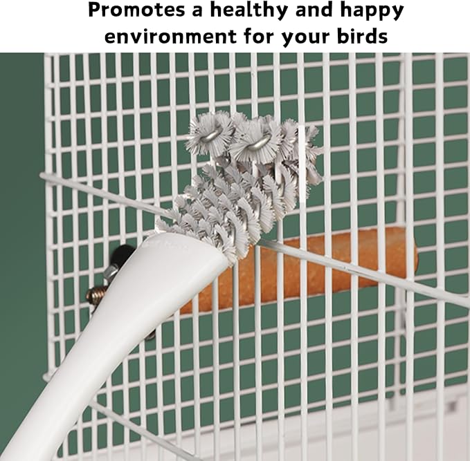 2 Pcs Bird Cage Brush with Scraper - Bird Cage Cleaner for Cleaning Kennels Perches Poop Remover Parrot Parakeet Pet Cage Accessories (2 Pcs)