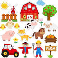 Whaline 40Pcs Farm Animals Cutouts Bulletin Board Decorations Cow Horse Chicken Pig Tractor Scarecrow Farm Theme Cut-Outs for Baby Shower Birthday Party Classroom Decor