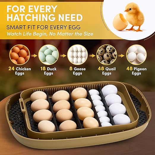 HIRALIY 24 Incubators for Hatching Egg Automatic Turner with Candler Smart Temperature and Humidity Control, 360° Viewing, Ideal for Chicken, Duck, Quail, Goose, Farm, Home, Classroom Hatching