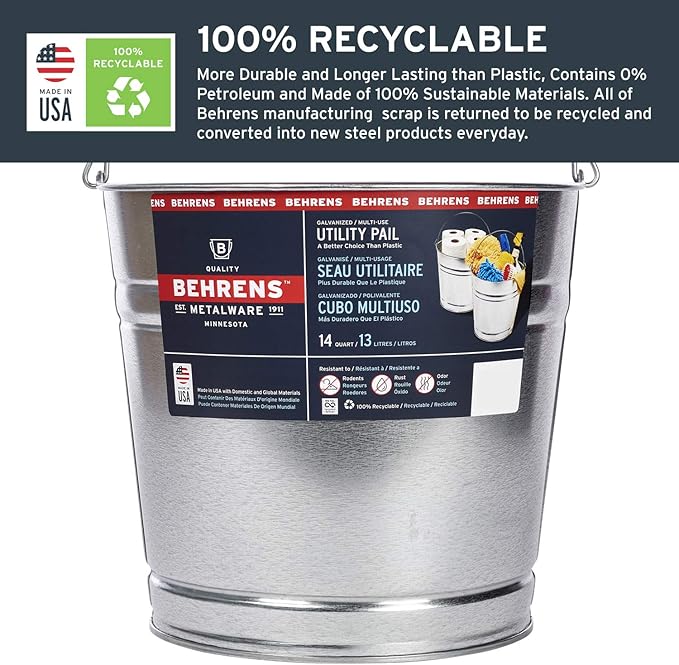 Behrens Galvanized Steel Utility Pail 14-Quart