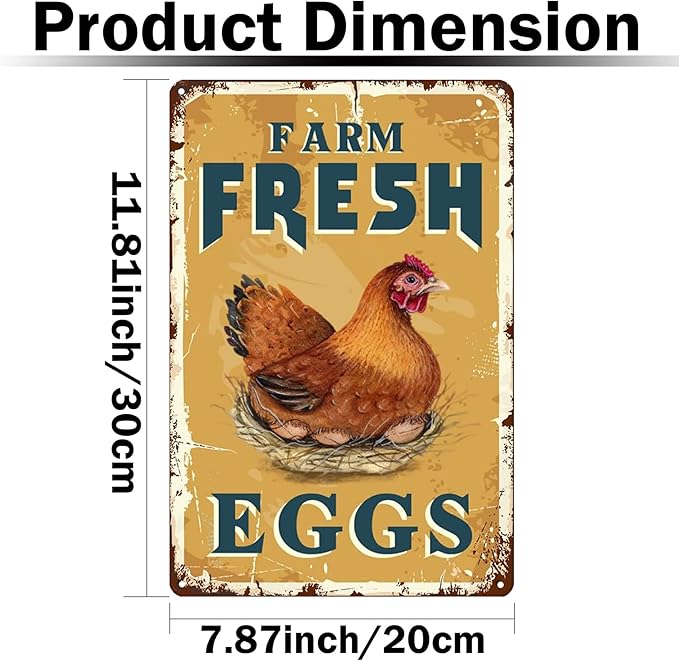 6 Piece Metal Signs Chicken Signs for Funny Coop Decor Signs for Outdoor Decor Farm Plaque Yard Chicken Coop Gift for Chicken Lovers Chickens Plaque 8x12 Inch