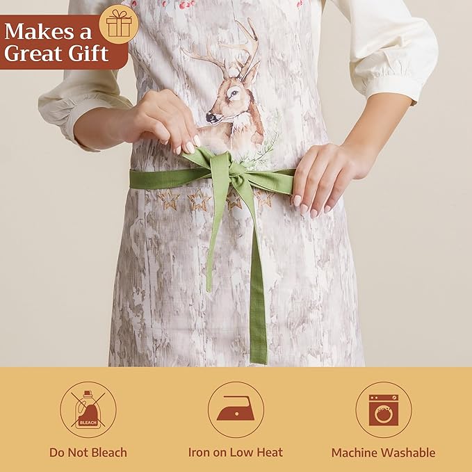 Maison d' Hermine 100% Cotton Apron for women with Pocket Kitchen Chef Apron for Men Cooking Easter Decorations
