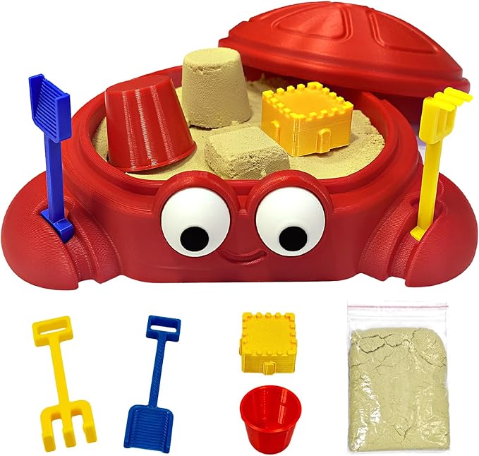 Mini Crab Sandbox Zen Garden for Desk, Desktop Sand Box with Lid for Stress Relief, Relaxing Office Desk Decor & Funny Accessories Gift for Friend, Coworkers, Bosses, Birthdays