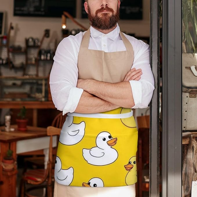 Server Waist Aprons Waitress Unisex Chef Works Half Apron with 3 Pockets