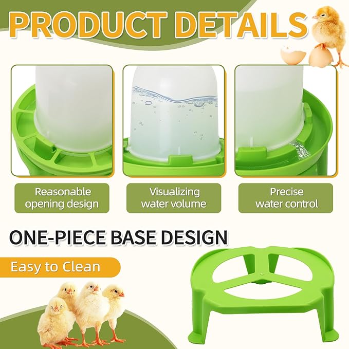 Chicken Feeder and Waterer Set,1.5L Chick Waterer and 1.5kg Chick Feeder with 3 Adjustable High-Legged Chassis, Baby Chick Starter Kit for Ducks/Quail