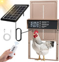 Solar Chicken Coop Door, Automatic Chicken Door Solar Powered & USB Charging, Automatic Chicken Door 4 Modes with Timer & Light Sensor, Anti-Pinch & Alert, Remote, LED Screen -Rose Gold