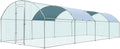 Extra Large Metal Chicken Coop for 40-45 Chickens, Portable, Walk-in Chicken Run, Chicken Pen Outdoor W/Cover, Waterproof & Anti-UV, 26.3' D x 9.8' W x 6.4' H, Wire Mesh Poultry Cage for Yard