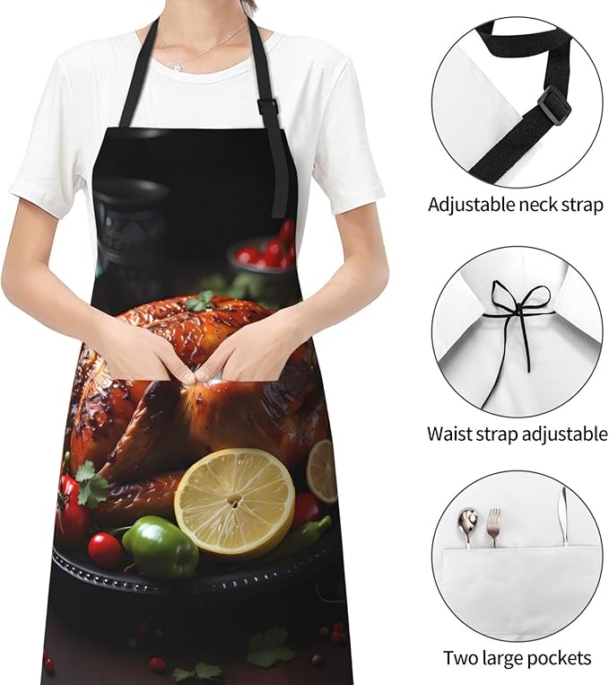 Tyrannosaurus rex Heavy Duty Waterproof Apron with Pockets for AdultsResistant Grilling, Gardening, Painting