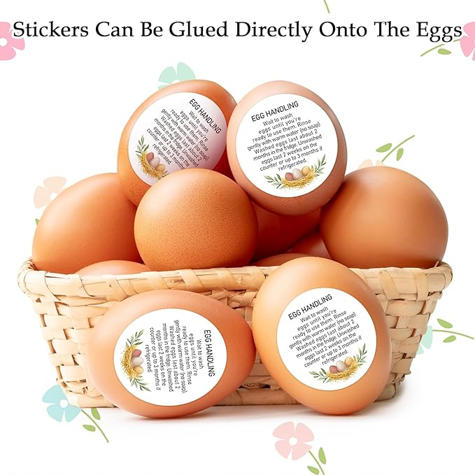 Louise Maelys 2" Egg Stickers for Fresh Farm Eggs - 500pcs Market Egg Handling Stickers Unwashed Egg Sticker Labels for Chicken Quail Farmhouse