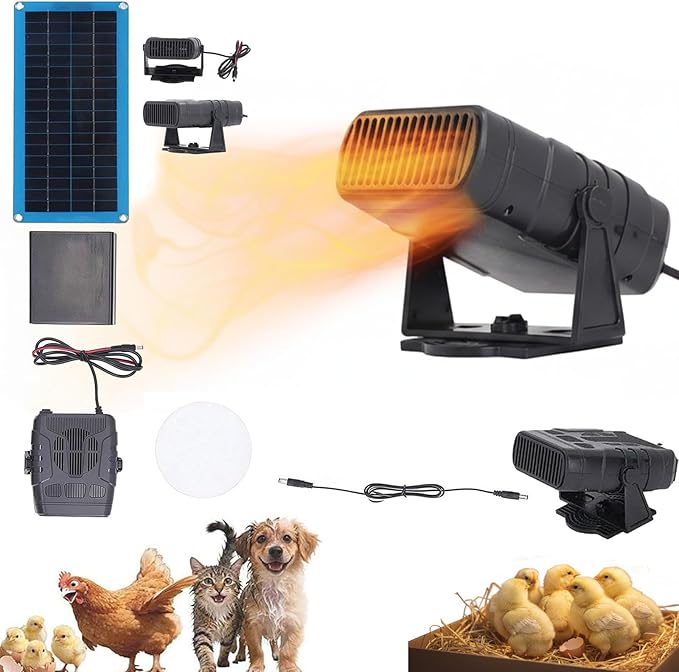 Solar Heater for Chicken Coop,Chicken Coop Heater for Winter,Solar Powered Heaterwith Overheat Protection, Ideal for Drying Heating Pet House Warm Animal Shelter Wind Gear