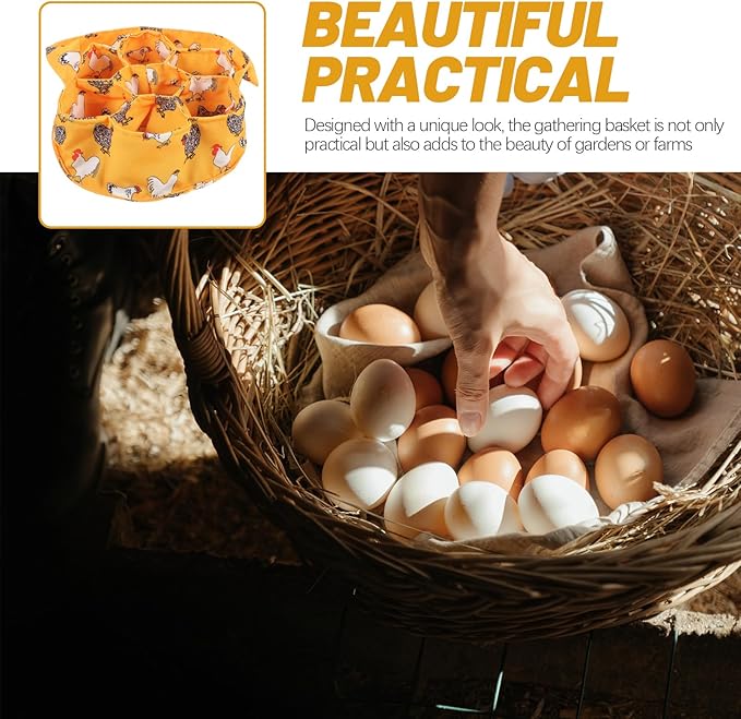 LUOZZY Egg Bag Egg Collecting Basket Canvas Chicken Egg Basket for Gathering Fresh Eggs with 7 Pouches Farmhouse Egg Storage Bag for Chicken Duck Goose Egg