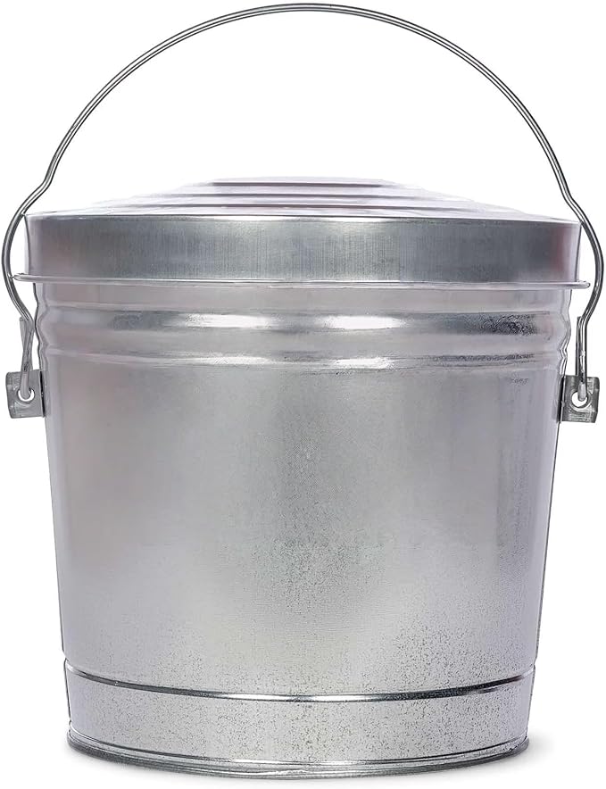 6-Gallon Galvanized Steel Storage Can with Locking Lid - Airtight Metal Container