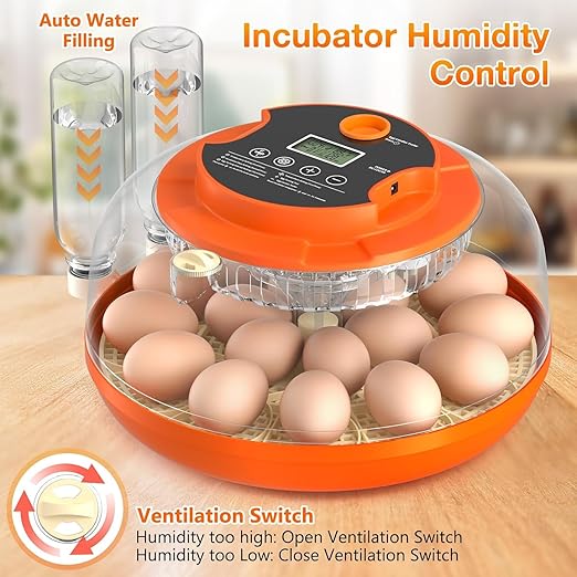 18 Egg Incubator with Automatic Egg Turning and Humidity Control, Eggs Incubators for Hatching Eggs Chicken Quail Ducks Goose Parrot for Home Classroom Lab Farm