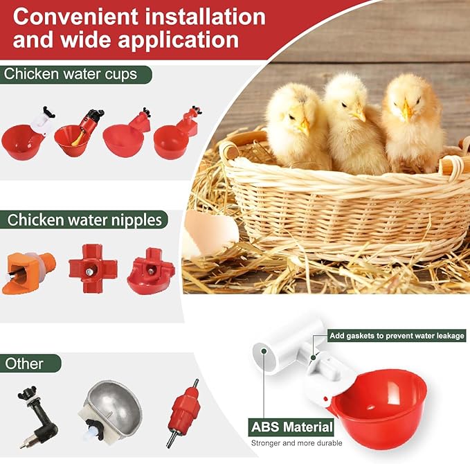 10 Pack Chicken Waterer Tee Fittings, for Threaded Chicken Water Cups, Chicken Waterer Nipples and Poultry Water Feeder, ABS Material, White & Thickened