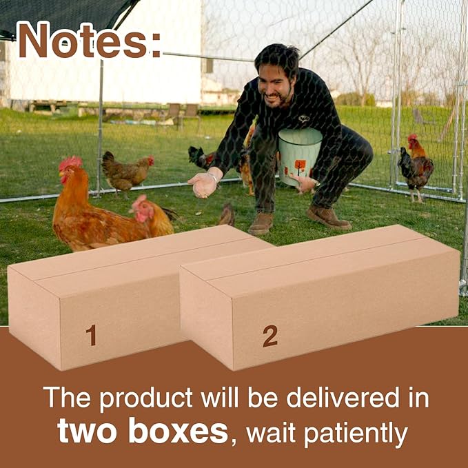Large Metal Chicken Coop for 30-35 Chickens, Portable, Walk-in Chicken Run, Chicken Pen Outdoor W/Cover, Waterproof & Anti-UV, 19.7' D x 9.8' W x 6.4' H, Wire Mesh Poultry Cage for Yard