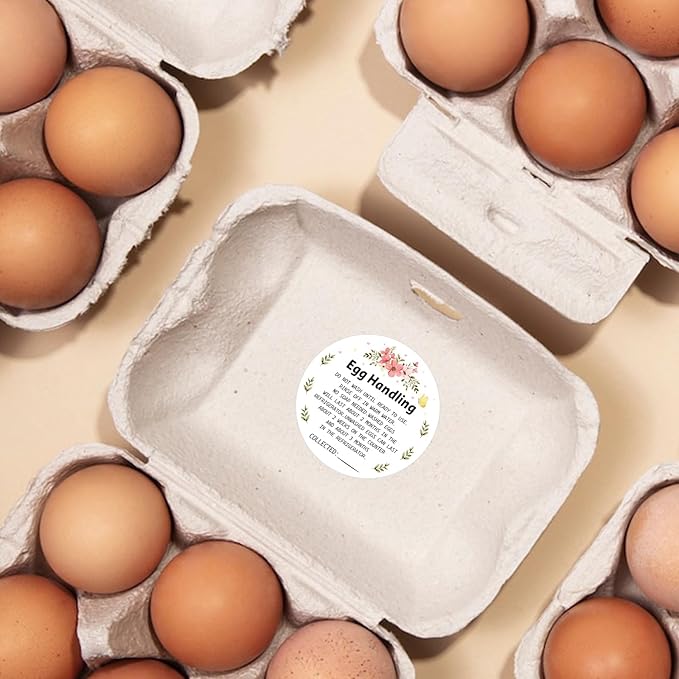 500PCS Farm Fresh Egg Carton Labels, 2 Inch Round Egg Carton Stickers, PET Self Adhesive Writable Farm Fresh Eggs Packaging Stickers for Chicken Quail Farmhouse Family(Style01)
