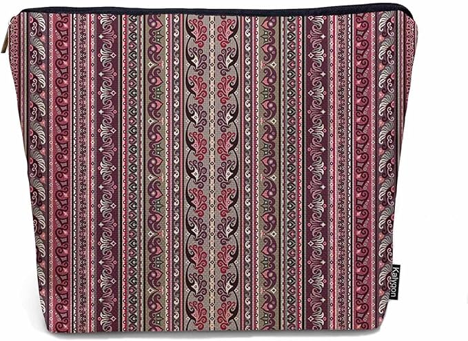 Paisley Stripe Cosmetic Bags For Women, Abstract Ethnic Paisley Floral Boho Makeup Bag Toiletry Bag Accessories Organizer Storage Bags Makeup Pouch For Travel Business Gym Camping Bathroom