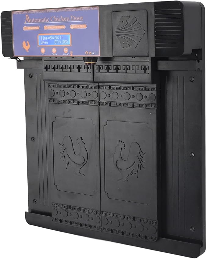Automatic Chicken Coop Door Opener with Timer and Manual Mode Double Open Type LED Display Infrared Sensor Anti Pinch for Chicken Duck Goose Poultry Farm (US Plug)