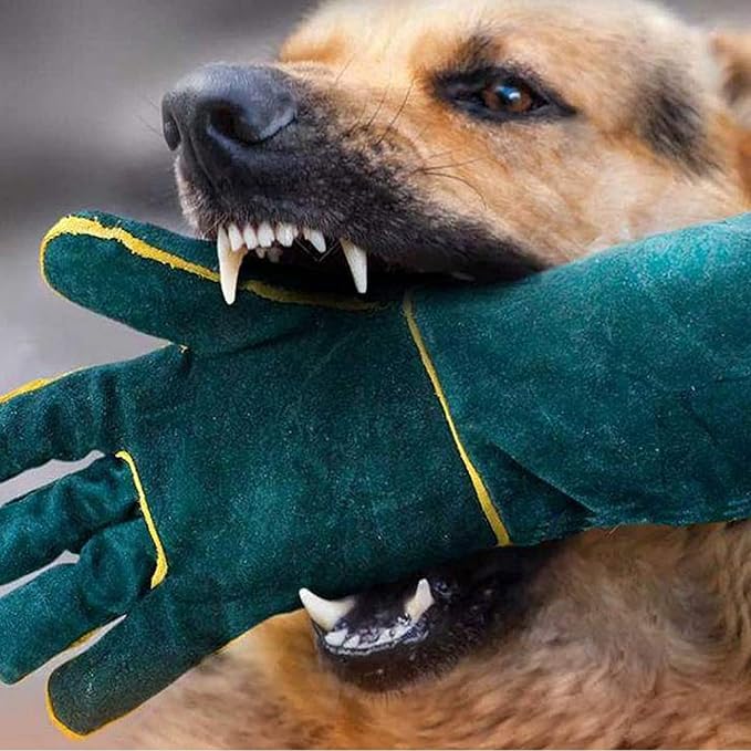 Animal Handling Anti-Bite Gloves, Reinforced Leather Welding Gloves for Gardening Dog Training Cat Scratch