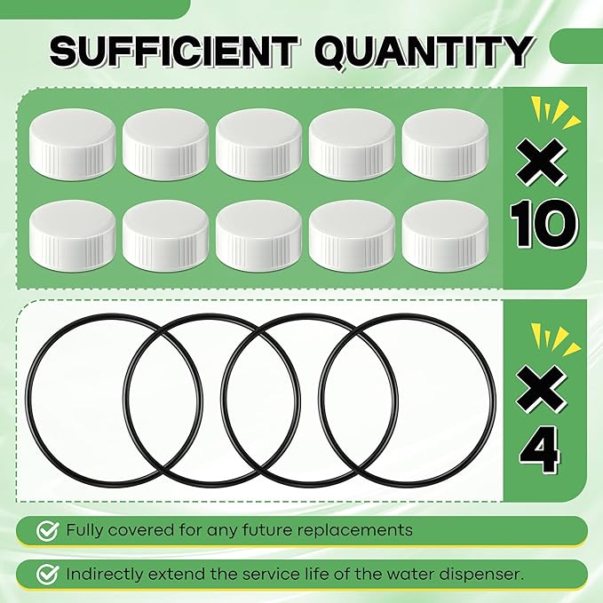 Poultry Fountain Renewal Waterer Parts, 10 Replacement Caps & 4 O Rings, Compatible with Miller PPF3/PPF5/PPF7 & Compatible with Farm-Tuff 3/5/7 Gallon Poultry Founts(White)