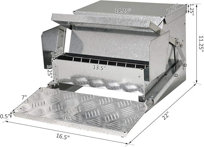 PawHut 30 lbs Capacity Automatic Chicken Poultry Feeder with a Galvanized Steel and Aluminium Build, Weatherproof Design