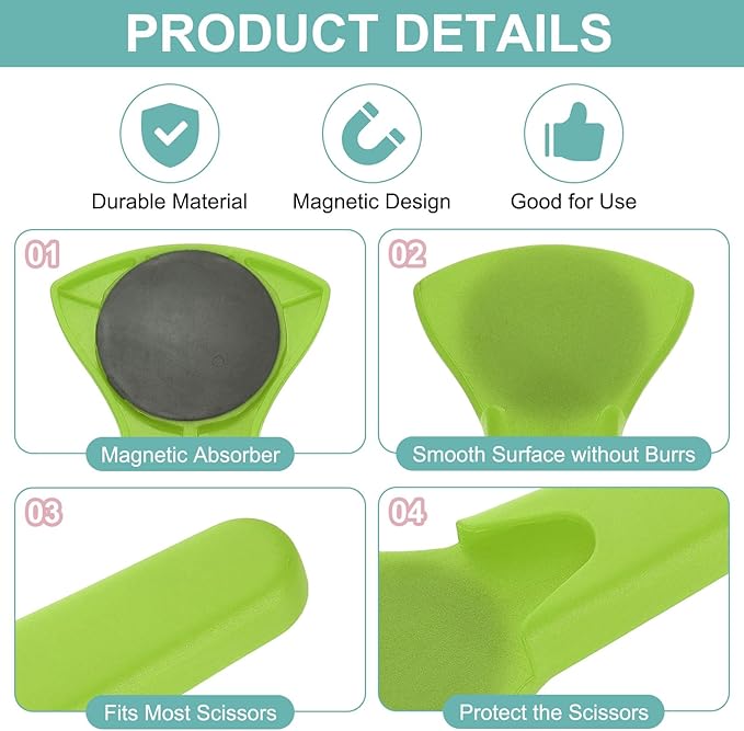 uxcell Magnetic Scissor Holder, 7.48" x 3.46" Plastic Scissors Cover Durable Waterproof Protector Portable with Round Magnetic Absorber for Kitchen Shears, Green