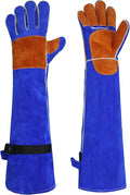 Leather Welding Sleeves,Work Gloves with Palm Reinforcements,Bite Proof for Animal Handling