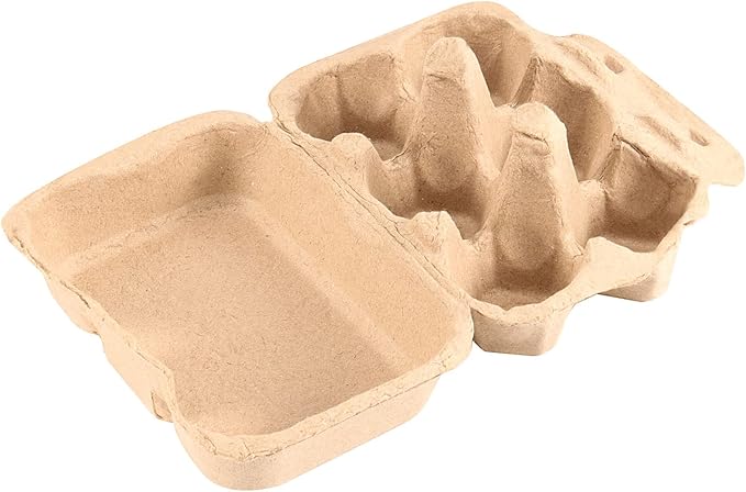 JAPCHET 50 Pack Egg Cartons - 6 Count, Paper Pulp Egg Tray Holder, Biodegradable for Family, Farm, Market