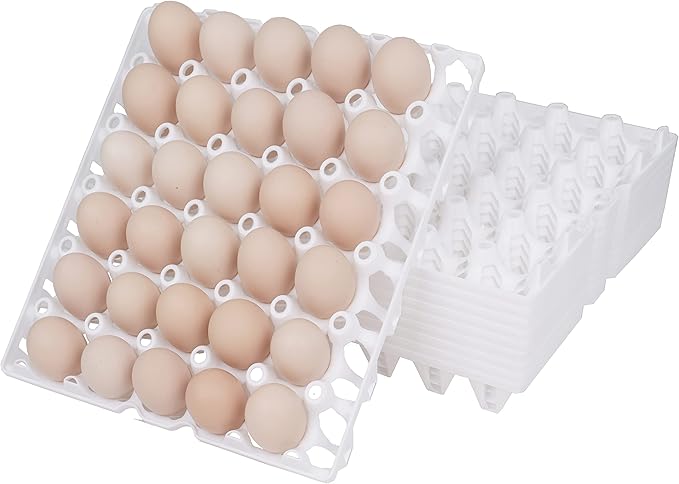 10Pcs Plastic Egg Tray 30-Cell Egg Flats Egg Crates, Stackable Egg Cartons Flats for Egg Packing, Storage, Shipping Fresh Eggs