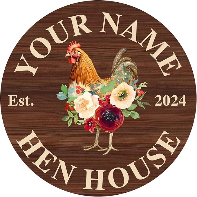Custom Chicken Coop Metal Sign, Personalized Farmhouse Wall Decor, Vintage Fluffy Butt Hut Decor, Custom Name Sign for Farm, Gifts for Chicken Lovers