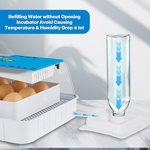 Incubators for Hatching Eggs 15-35 Eggs Incubator with Automatic Egg Turning and ℉Temperature Display LED Candler Poultry Incubator for Hatching Chicken Duck and Quail Incubator (Blue)