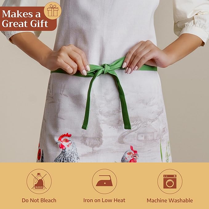 Maison d' Hermine 100% Cotton Apron for women with Pocket Kitchen Chef Apron for Men Cooking Easter Decorations