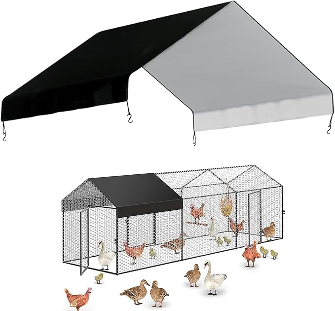 Chicken Coop Tarp - Waterproof Fence Dust Cover, Outdoor Winter Insulation | Multi-Purpose Poultry Shed Blanket For Cold Weather, Garden Plant Cover, Snow Roof Protector, Windbreaker For Chicken House