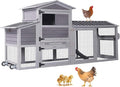 Aivituvin 83in Chicken Coop Mobile Hen House Outdoor Wooden Poultry Cage with Wheels Nesting Box Run for 4-6 Chickens