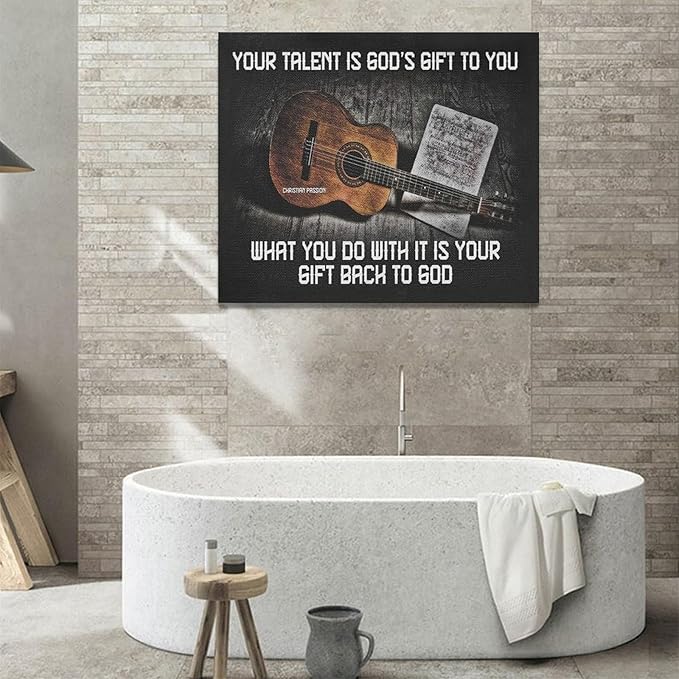 Vintage Guitar Wall Art - Chords Pictures Canvas Prints - Inspirational Artwork for Music Studio, Bedroom, Living Room, Bathroom - 24"x20"