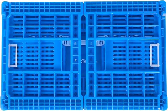 Restaurantware Plastic Milk Crates for Storage - 10 Pack - Cater Tek Stackable Storage Buns for Organizing - Collapsible Storage Basket for Groceries, Home Supplies, Blue