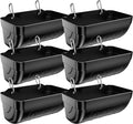 Goat Feeders Hanging, Chicken Waterer Feeder Trough for Poultry Livestock (6 * 3.5 Quart Black)