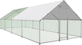 Large Metal Chicken Coop Walk-in Poultry Cage with Water-Resident and Anti-UV Cover Duck Rabbit Cat House Outdoor Chicken Run Pen with Spire Shaped Cage