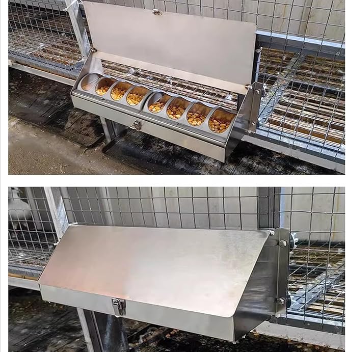 Stainless Steel Automatic Chicken Feeder, with Lockable Lid No Spill Poultry Feeder, No Waste Automatic Feeder Trough for Fowl Pheasant Outdoor