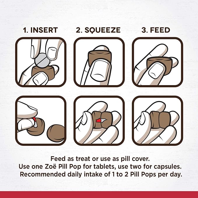 Zoe Zoë Pill Pops for Dogs, Healthy Dog Treats, All Natural Dog Treats to Hide Medication, Grilled Beef with Ginger Recipe, 3.5 oz