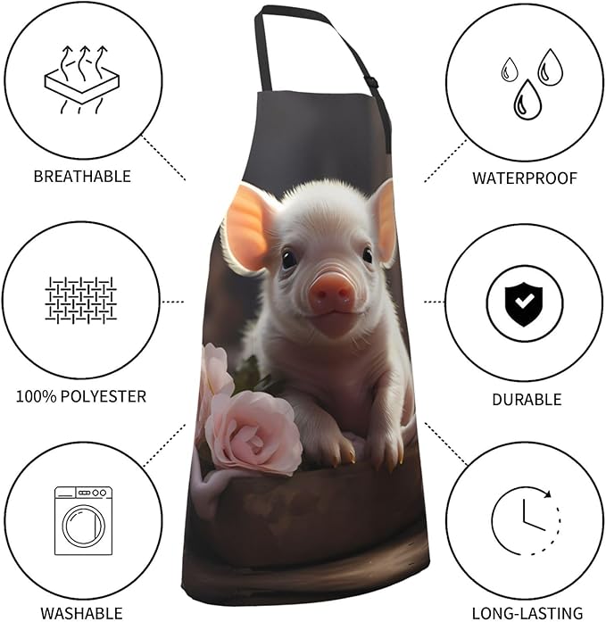 Dogs and Roses Heavy Duty Waterproof Apron with Pockets for AdultsResistant Grilling, Gardening, Painting