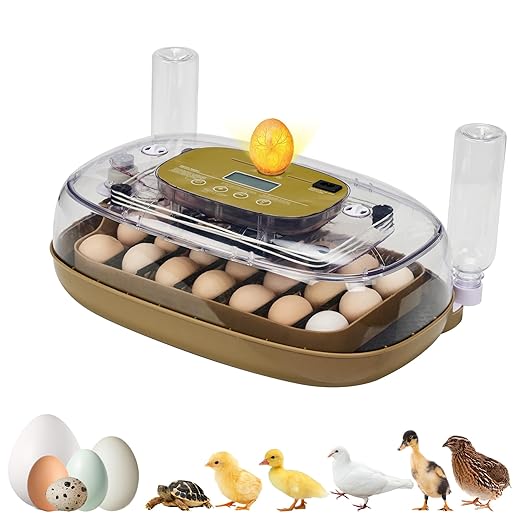 24 Egg Incubators for Hatching Eggs, Chicken Egg Incubator with Egg Candler, Automatic Egg Turning and Temperature, Humidity Control, Egg Hatcher Incubator for Chickens, Ducks, Geese, Birds and Quail