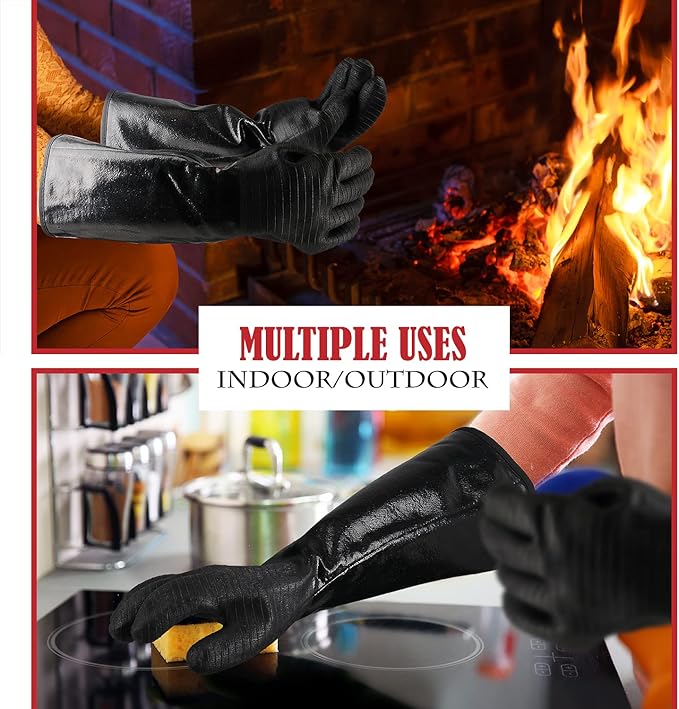 BBQ Grilling Gloves - 932 °F (18 inch) Black