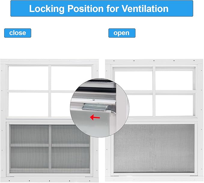 NeatiEase 2 Pack Shed Window, 18" x 23" Flush Mount Window with Tempered Glass and Fiberglass Screen for Shed, Chicken Coop, Playhouse, Household, Garage