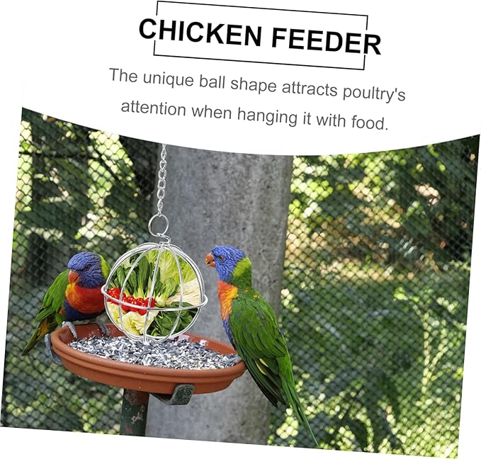 GALPADA 4pcs Stainless Steel Hanging Chicken Vegetable Feeder Shape Poultry Treat Holder for Hens Parrots and Animals Easy to Install Keeps Food Fresh