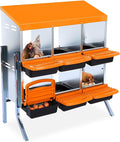 Chicken Nesting Box, 2-Tier Chicken Laying Boxes for Hens, 10 Hole Nesting Boxes for Chickens, Roll Away Nest Box for Laying Eggs, Roll Out, Easy Egg Collection (Orange, 6-Holes with Legs)