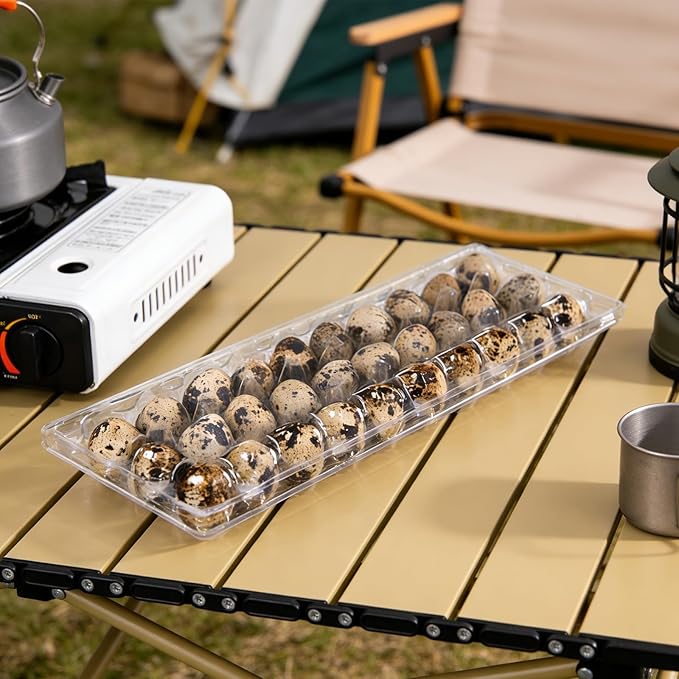 Kisangel 30pcs 30 Grids Clear Quail Egg Carton - Small Plastic Quail Egg Storage Holder with Lid - Reusable Dispenser Holder for Small Pigeon Pheasant Egges