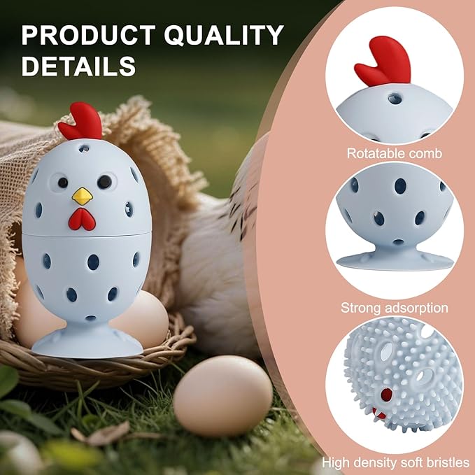 Silicone Egg Cleaner for Fresh Eggs, Vegetable and Fruit Scrubber Tool Reusable Cleaning Brush for Egg Washer (Blue)